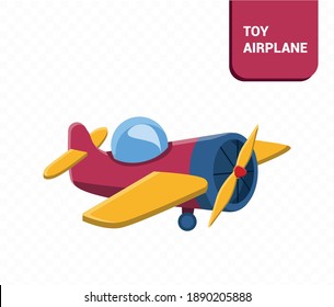 Imagen vectorial. Dibujo de un avión. Imagen divertida de un avión de juguete.
