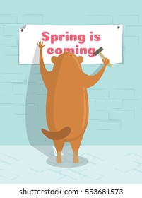 Vector image, drawing to the day of the celebration of Groundhog. Celebratory background. Festival beginning of spring.