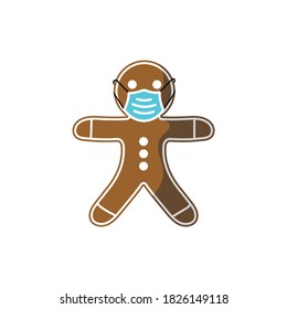 Vector image. Drawing of a gingerbread cookie with a mask. Funny image to decorate.