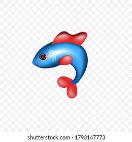 Vector image. Drawing of a nice blue fish.