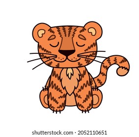 Vector image. Drawing of an orange striped tiger. Cute animal for postcards, calendars, New Year souvenirs. The symbol of the year 2022 according to the Chinese Eastern calendar.