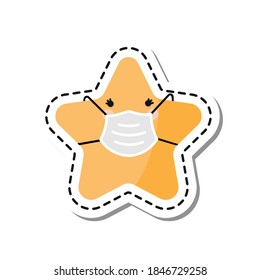 Imagen vectorial. Dibujo de una estrella con una máscara. Imagen para decorar.