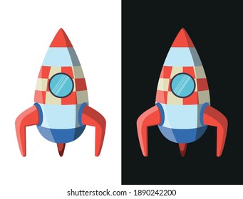 Vector image. Drawings of a rocket. Funny image of a rocket.