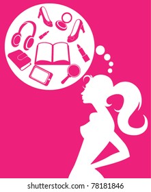 vector image of dreaming girl