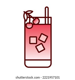 vector image drink icon with cherries and ice with white background