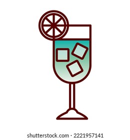 vector image drink icon with ice and lemon with white background
