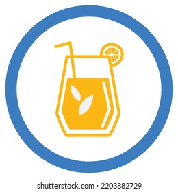 vector image. drink icons with white background and blue rounded border.