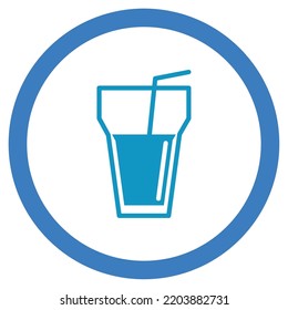 vector image. drink icons with white background and blue rounded border.