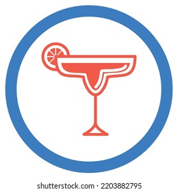 vector image. drink icons with white background and blue rounded border.