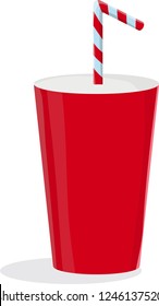 vector image of drink in a plastic cup with a straw