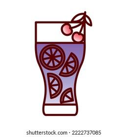 vector image of drinks icon with lemon and cherries on a white background