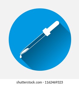 Vector image dropper on blue background. Flat image dropper with long shadow. Layers grouped for easy editing illustration. For your design.