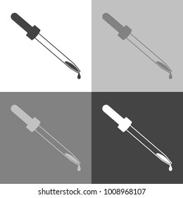 Vector image dropper. Vector pipette icon set on white-grey-black color