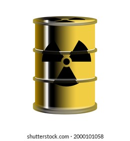 Vector image of drum barrel illustration with nuclear symbol