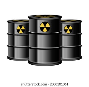 Vector image of drum barrel illustration with nuclear symbol