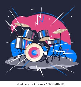 Vector image of the drum set