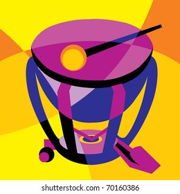 vector image drum. Stylization of color overlapping forms.