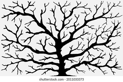 Vector image of dry tree silhouette on white background. EPS10.