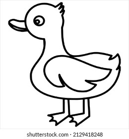 Vector, Image of Duck, black and white color, on a transparent background

