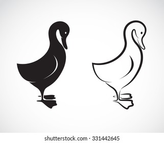 Imagen vectorial de un diseño de pato sobre fondo blanco