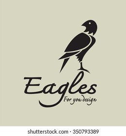 Vector image of an eagle design and text on gray background, logo, bird, Animals