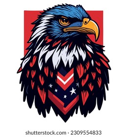 vector image eagle icon with blue, red and star colors