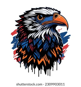 vector image eagle icon with blue, red and star colors
