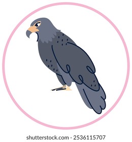 Vector image of eagle icon inside a circle with pink line