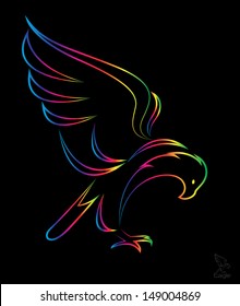 Vector image of an eagle on black background