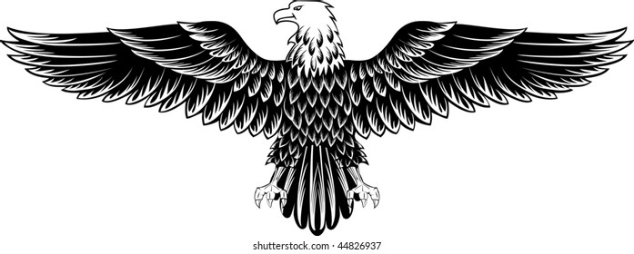 Vector image of an eagle with the straightened wings