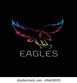 Vector image of an eagles design on black background.