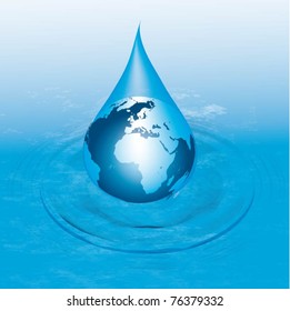 vector image. earth a drop of water.