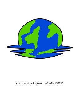 vector image of earth melting global warming effects