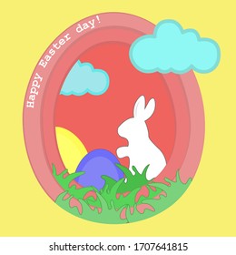 
Vector image of an easter card with an egg inside which a little rabbit