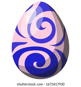 Vector image of an Easter egg in multi-colored coloring and with patterns, isolated on a white background