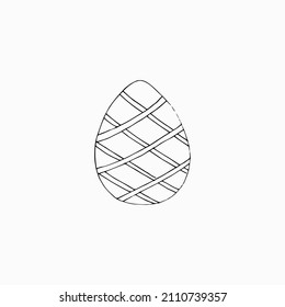Vector image of an Easter egg with a simple mesh pattern. Hand drawn.
