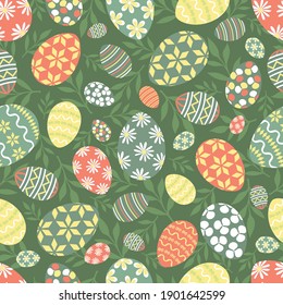 Vector image of Easter seamless texture. Easter eggs.