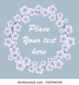 Vector image of Easter wreath with branches of a flowering fruit tree.
