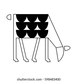 Vector image of eating llama with minimalistic texture