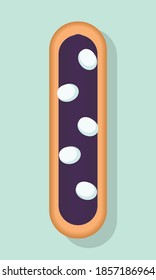 vector image of eclair, eclair icon for menu or online store