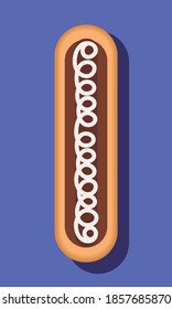 vector image of eclair, eclair icon for menu or online store