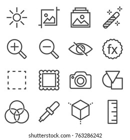 Vector image editing related vector icons set on white background