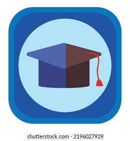 vector image, education icon with blue background and with dark blue border