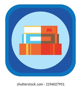 vector image, education icon with blue background and with dark blue border