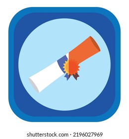 vector image, education icon with blue background and with dark blue border