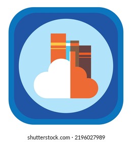 vector image, education icon with blue background and with dark blue border