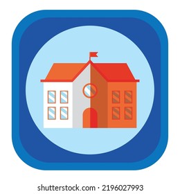 vector image, education icon with blue background and with dark blue border