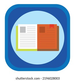 vector image, education icon with blue background and with dark blue border