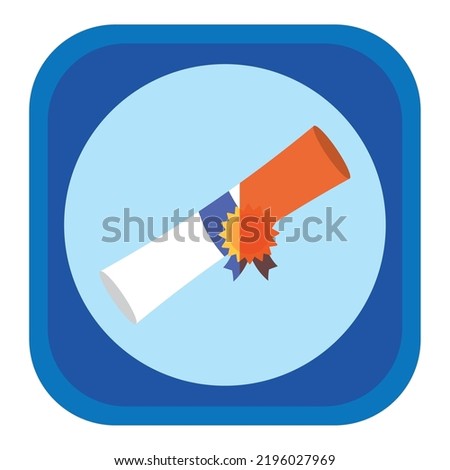 vector image, education icon with blue background and with dark blue border