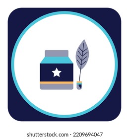 vector image, education icon with white background with blue borders.